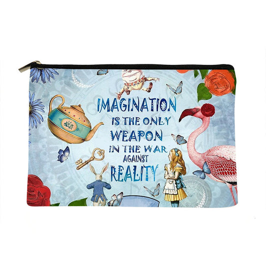 Women Alice in Wonderland Printed Make up bag Fashion Women Cosmetics Organizer Bag for Travel Colorful Storage Bag for Lady Bag